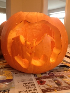 My "bat" pumpkin that was broken by a two year old